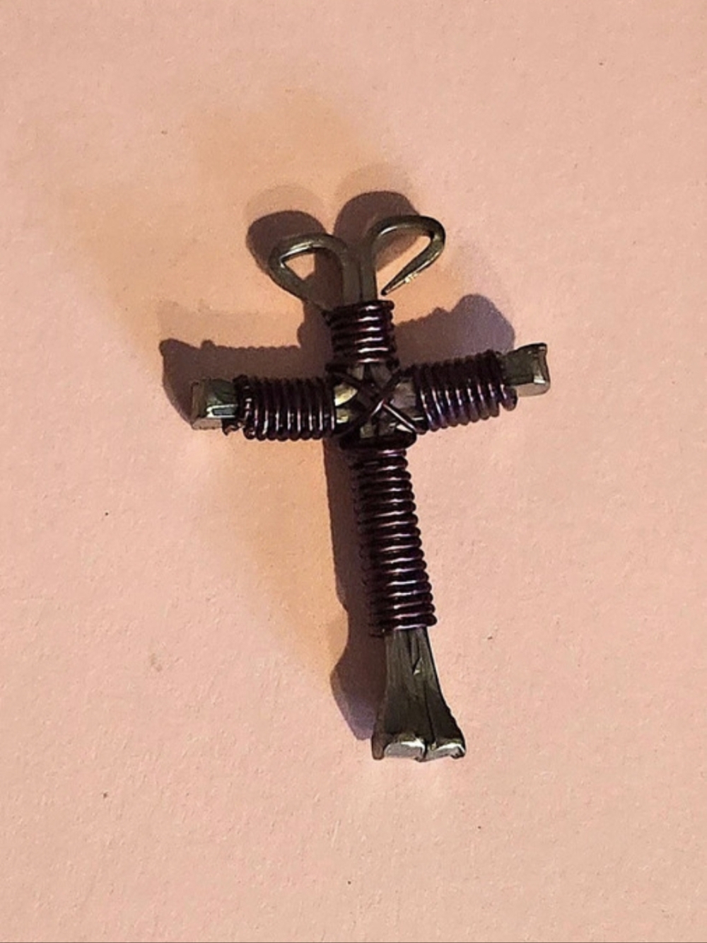 Black Horseshoe Nail Cross Pendant